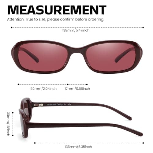 SODQW Rectangle Oval Sunglasses for Women Polarized 90s Vintage Small Sun Glasses Trendy Narrow Ladies Shades UV400 - Thumbnail 4
