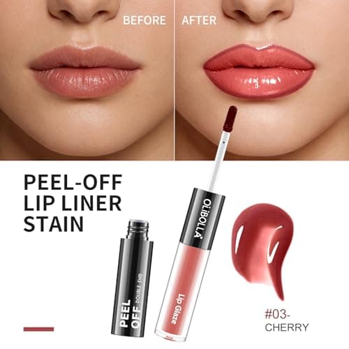 CAMERIC Peel Off Lip Stain Liner 2-in-1 Lip Gloss Oil Makeup Combo, Lip Liner Stain Smudge-Proof, Highly Pigmented Color, Transfer-Proof, Waterproof, Glitter Lip Glaze Moisturizing - Thumbnail 3
