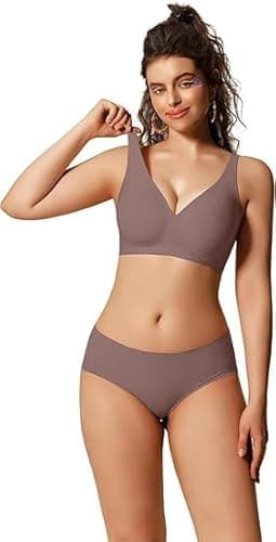 COCOMARTS Jelly Bras for Women No Underwire Seamless Push Up Comfortable Tshirt Everyday Deep V Bra with Support and Lift Grey Medium - Thumbnail 4