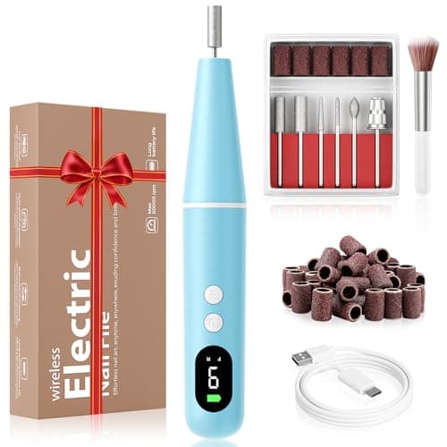 Electric Nail Drill Kit, Electric Nail File Cordless Nail Drill Machine for Acrylic Gel Dip Powder Nails, Professional Portable Manicure Pedicure Rechargeable Lightweight for Home Salon Use - Image 1