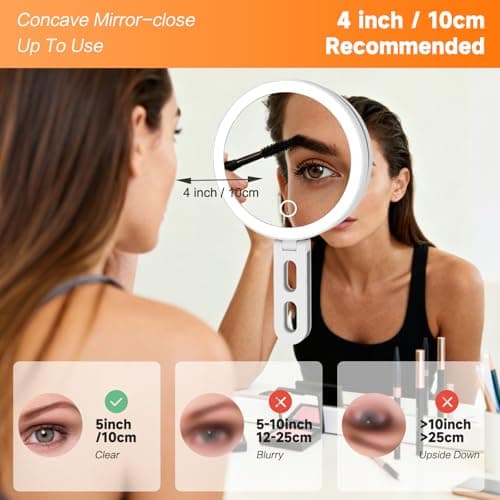 Travel Makeup Mirror with Lights, Lighted Magnifying Mirror 10X, 4-in-1 Portable for Handheld, Tabletop, Hanging and Wall Mount with Suction Cup and 3 Color Light, Ideal Gift for Women and Seniors - Thumbnail 2