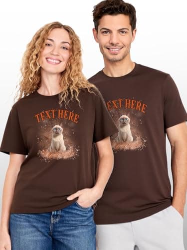Custom4U Personalized Photo/Text Tshirt for Women Men Custom Face T-Shirts with Picture Design Your Own Tee Shirts Customized Gifts for Family Friends Birthday Anniversary Wedding Christmas, Brown - Thumbnail 2