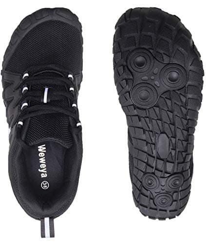 Weweya Barefoot Shoes Women Minimalist Running Five Finger Cleat-Less Bike Shoes Cycling Outdoor Training Fitness Climbing Sneakers Black US Size 9 9.5 - Thumbnail 5