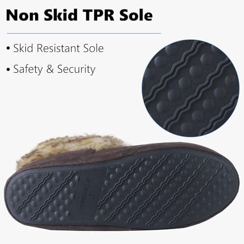 Forfoot House Slippers, Women’s Soft Indoor Slipper Boots Plush Lining Cozy Warm Booties Slippers Anti Slip Womens Winter Boots Chocolate Size 6-7 - Thumbnail 4