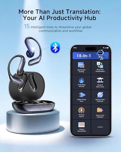 SONQI AI Translation Earbuds: 170 Languages & 0.45s Instant Real-Time Translator, Smart AI Headphones with Meeting Notes & Transcription, Bluetooth 6.0 & ENC, Audífonos Traductores - Thumbnail 6