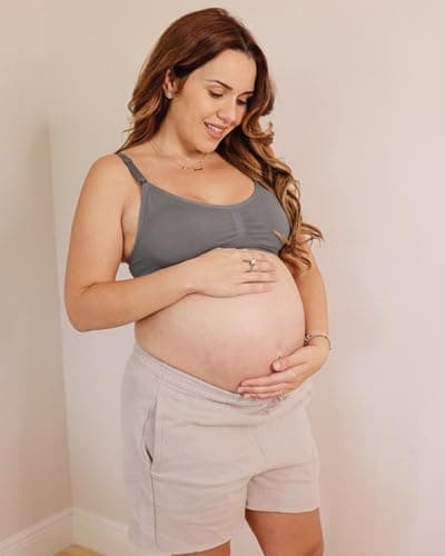 Stelle Nursing Bras Maternity Bra for Breastfeeding Pregnancy Wireless Bralette with Pads, Extenders (Black+Gray+Rose Pink,S) - Thumbnail 2