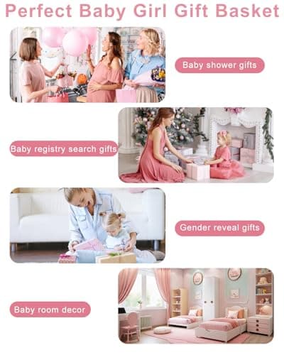 Budyvayi 22-Pcs Baby Girl Gift Basket Set, Pink (0-12M Newborn) | Premium Baby Shower Gifts for Girls: Newborn Essentials Set in Woven Basket with Balloon & Bow, Ultimate Welcome Baby Package - Thumbnail 6