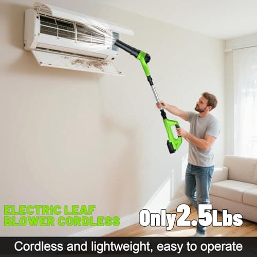Leaf Blower Cordless, 21V Electric Leaf Blower Cordless with 2 Batteries, Adjustable 300° Multi-Angle Rotation Nozzle 3 Speed Modes 500CFM/180MPH for Lawn Care, Patio, Dust, Leaves, Yard, Car, Gutter - Thumbnail 5