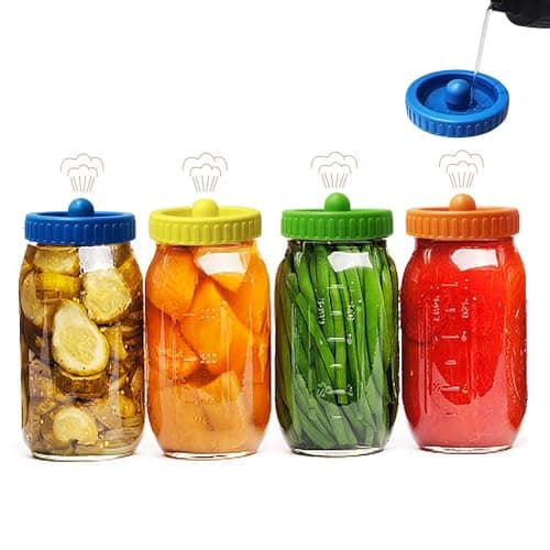 Mason bottle wide-mouth pickle, colored plastic cover self-filling sink, wide-mouth pickle cover 4PCS (bottle not included) - Image 1