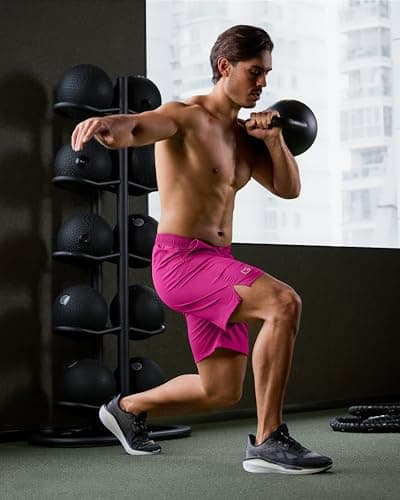 G Gradual Men's Athletic Running Shorts with Pockets Lightweight Quick Dry 5"/ 7"/ 9" Basketball Workout Gym Shorts for Men(Rose,L7_3XL) - Thumbnail 3