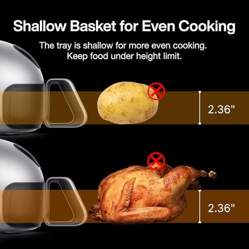 Typhur Dome 2 AI Smart Air Fryer, Large Flat Airfryer with Top & Bottom Heating, Self-cleaning Digital Fryer, PFAS free Ceramic Basket, Fits a 12" Pizza or Steaks, Whisper-Quiet, 120V - Thumbnail 4