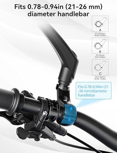 COICER Bicycle Mirror for Handlebars Mount, E Bike Rear View Mirror 2PCS - Thumbnail 2