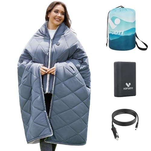 Heated Blanket Battery Operated,12V Cordless heating pad with 15000 battery,Heated Shawl Throw Blanket,Wearable Heated Blanket,Sherpa Lining,3 Heating Set for Car,Camping,Backpacking,Hiking,Travel