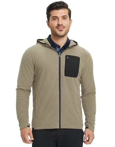 M MAELREG Mens Winter Zip-Up Hoodie Jacket Lightweight Stretch Double-Sided Fleece with 5 Pockets for Outdoor - Image 1