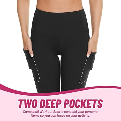 CAMPSNAIL 4 Pack Biker Shorts Women with Pockets – 5"/8" High Waist Tummy Control Workout Gym Yoga Running Compression Shorts - Thumbnail 2