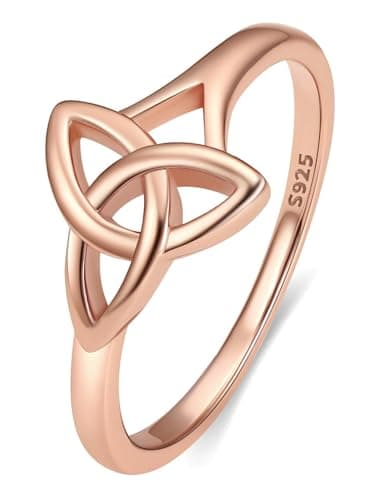 Bestyle Rose Gold Vermeil Silver Celtic Knot Rings for Women Sterlling Silver Band Stacking, Dianty Cute Simple, Irish Celtic Love Ring Wedding Band for Couples, Size 8 - Image 1