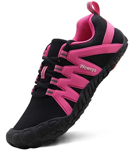 Weweya Barefoot Shoes for Women - Breathable Toe Shoes for Minimalist Running, Outdoor, Parkour & Tennis - Arch Support - Black & Hot Pink - US Size 5.5 - Thumbnail 4