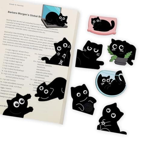 10Pcs Magnetic Bookmarks Cute Black Cat Bookmark, Valentines Day Gifts for Classroom, Black Cat Gifts for Reading Women, Bookish Gift for Book Lovers - Image 1