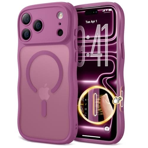 XWZ for iPhone 17 Pro Case for Women Girls,【Compatible with MagSafe】,【Camera Control】,【Full Camera Protection】, Cute Wave Magnetic Phone Case for iPhone 17 Pro,Burgundy - Image 1