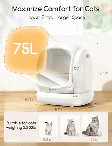 Meowant Self Cleaning Cat Litter Box - Open-Top Automatic Litter Box with APP, 0 Risk of Stuck Cats, Safer Automatic Litter Boxs, Low Entrance for Multiple Cats - Thumbnail 6