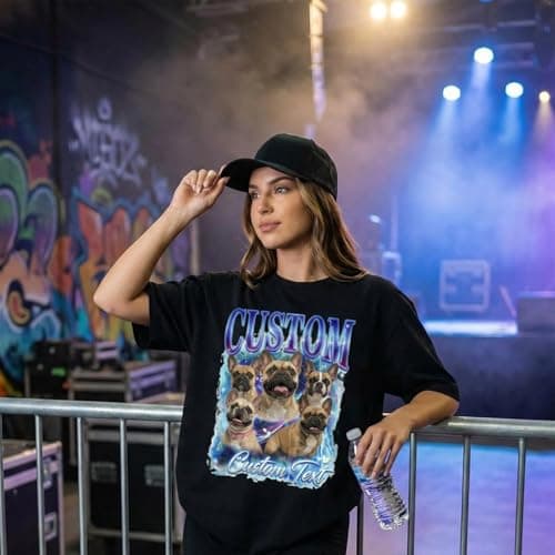 Custom Bootleg Rap Tee Personalized Face T-Shirt with Photo Text Vintage Graphic Shirt Gift for Him Her (Style02) - Thumbnail 5