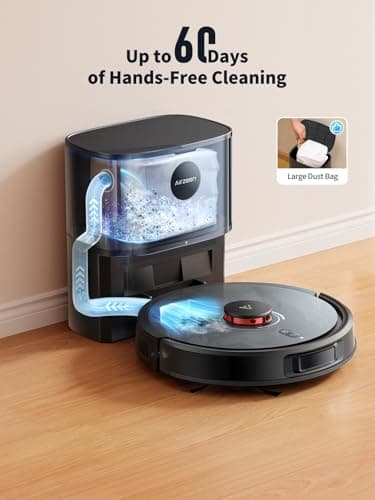 Robot Vacuum and Mop, 5000Pa Suction Self-Emptying Robot Vacuum Cleaner, Laser Navigator with Smart Mapping Robotic Vacuums, Schedule,150Mins Runtime, App Alexa Control for Carpet/Pet Hair,Q10 pro - Thumbnail 3