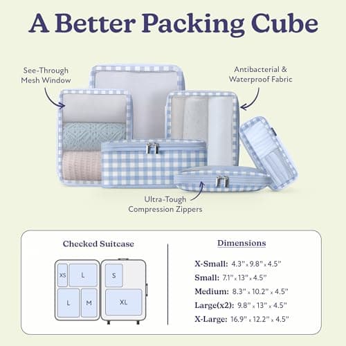 Vandel Space-Saving Compression Packing Cubes for Women, Men, 6-Pack Compressible Carry On Suit Case Organizer Luggage Packing Cubes for Travel Compression Organizer Bags for Luggage, Suitcase Cube - Thumbnail 3