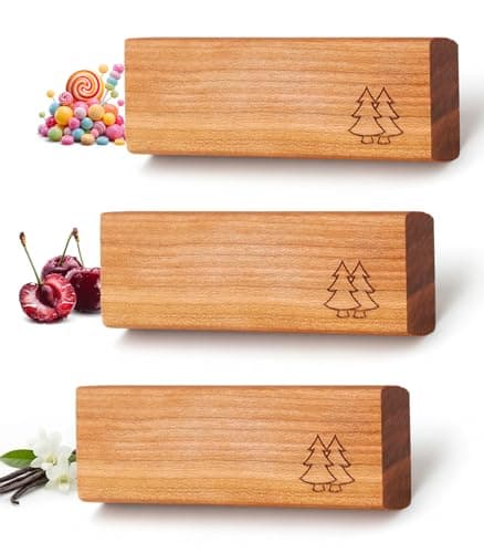Natural Wooden Car Air Freshener for Vent Clips- Cherry/Vanilla/Bubblegum Scents, Long-Lasting Odor Eliminator with Metal Clip, 3 Refillable Wood Chips for Cars/Trucks/SUVs - Image 1