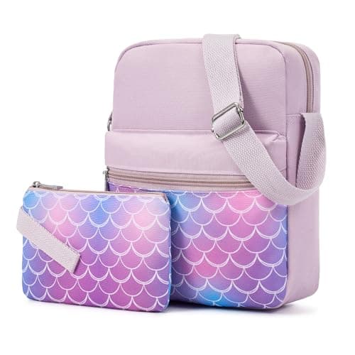 WOOMADA 2pcs Canvas Bag Crossbody Purses Cross Body Bag Messenger Bag CrossBody Purse Set(Violet Scales) - Image 1