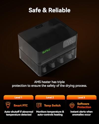 SUNLU AMS Heater, Compatible with Bambu lab AMS Gen 1 – Enables Simultaneous Printing & Drying, Easy Installation, Fast Heating to 70°C, 4-Spool Capacity Filament Dryer - Thumbnail 6