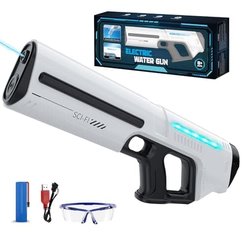 Skirfy Electric Water Gun for Kids Adults,Battery-Powered Squirt Toy with Tank,20+ft Range,LED Light,Automatic Water Absorption,Summer Outdoor Beach Play,Pool Garden Fun for Kids Age 8 9 10 - Image 1