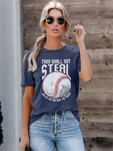 Baseball Shirts Women Softball Game Day T-Shirt Baseball Graphic Tee Tops Casual Short Sleeve T-Shirt - Thumbnail 4