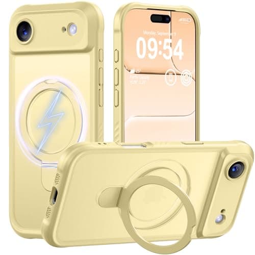 MOCCA Design for iPhone Air Case, Compatible with Magsafe [Premium Invisible Magnetic Ring Stand] [Military Drop Protection] Full Camera Guard Translucent Matte Slim Phone Cover 6.5",Creamy Yellow - Image 1