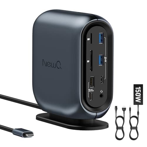 16-in-1 Universal Docking Station for All Laptops with 150W Power Adapter, Triple Monitor for Mac, Windows, ChromeOS, Linux, Dual HDMI, DP, 10Gbps USBC USBA, Gigabit Ethernet, SD/TF, Audio