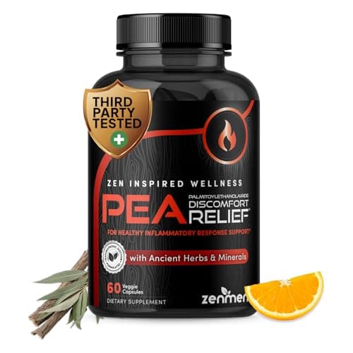 Palmitoylethanolamide (Pea) 600mg - Third Party Tested - with Luteolin, White Willow Bark, Magnesium - Supports Healthy Immune & Nervous Systems, Joints & Sciatic Nerve Relief - 60 Vegan Capsules - Image 1