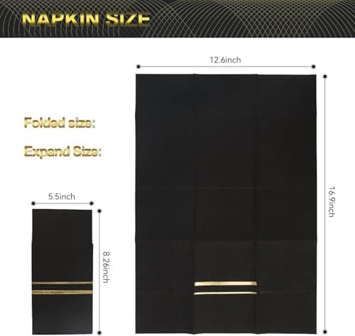 50Pack Cloth-Like Hand Napkins, Linen Feel Dinner Napkins with Flatware Pocket for Weddings, Parties & Holidays(Black) - Thumbnail 2