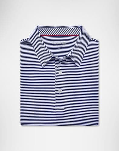 G Gradual Mens Golf Shirt Dry Fit Moisture Wicking Performance Short Sleeve Striped Polo Shirts for Men Dressy Casual (Navy Blue Stripe, 3XL) - Thumbnail 4