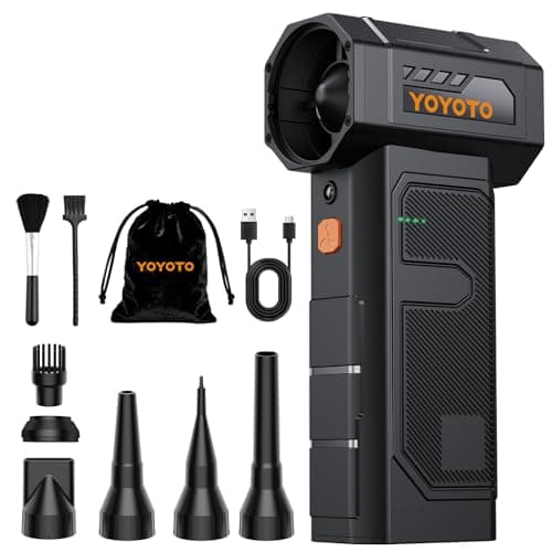 Compressed Air Duster, Electric Air Duster with Upgraded Powerful 40MM Brushless Motor, 4-Gear Cordless Mini Hand Blower with LED Light, 27.75Wh Rechargeable Turbofan for Keyboard, Car, Home, Outdoor - Image 1