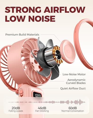 Diveblues Portable Turbo Fan, 100 Speed Handheld Fan with Strong Airflow, Foldable 4 in 1 Personal Fan for Neck, Desk & Travel, USB-C Rechargeable, Lightweight for Summer, Concerts & Outdoor Use - Thumbnail 6