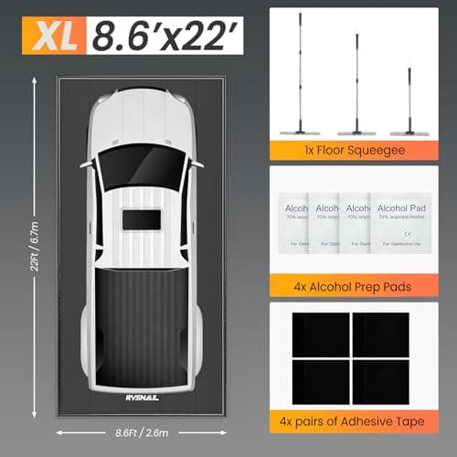RVSNAIL Garage Floor Mat, 8'6''x22' Heavy Duty 1.2inch Thick Containment Mats, Waterproof PVC Matwith High Elastic Sponge Column, Non-Slip Surface, Parking Mat with a Squeegee - Thumbnail 5