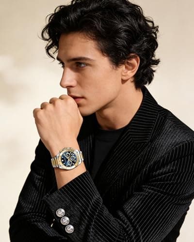 SAPPHERO Mens Watches Stainless Steel Analog Quartz Chronograph Waterproof Men's Wrist Watches Business Classic Fashion Dress Watch with Calendar Gifts for Men - Thumbnail 2