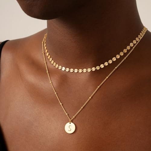 BENEIGE Initial Necklace for Women 14K Gold Plated Letter Pendant Necklaces Dainty Gold Layered Necklace Jewelry For Women - Thumbnail 3