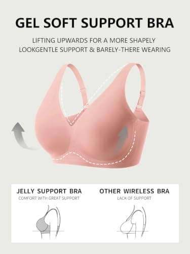 COCOMARTS Jelly Bras for Women No Underwire Deep V Bra Tea Red 3XL - Thumbnail 6
