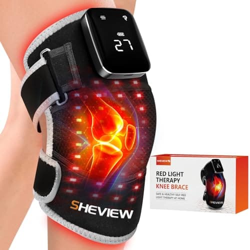 SHEVIEW Red Light Therapy for Knee & Shoulder, Upgraded 72 LED Cordless 5000mAh Knee Massage Brace With 5 Vibration, 660nm & 850nm Infrared Red Light Therapy Heated Wrap Device - Image 1