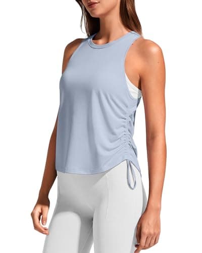 G4Free Running Tank Tops for Women Stretchy High Neck Razor Back Workout Tanks Butter Soft Comfy for Yoga Pilates Top (Light Denim,XS) - Image 1