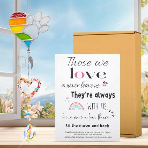 VOFSTAND Pet Memorial Suncatcher, Dog Memorail Gifts of Loss Dogs and Cats with Sympathy Card - Thumbnail 4