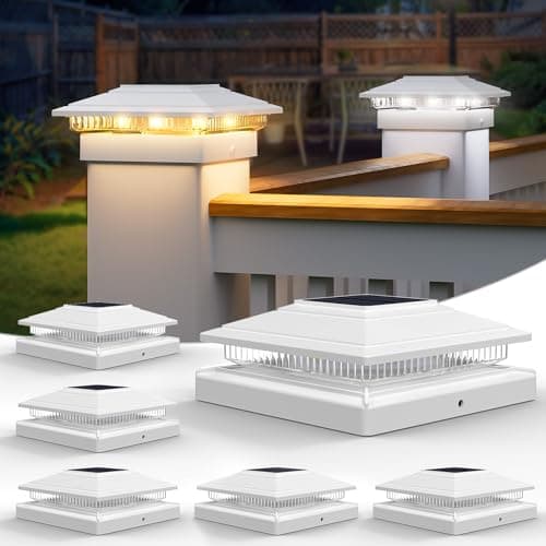 VOLISUN Solar Fence - Post Lights, Solar Post Cap Light Outdoor Waterproof 6pack, White Deck Cap Light Solar Powered, for 4x4 5x5 6x6 Wooden/Vinyl Post - Image 1
