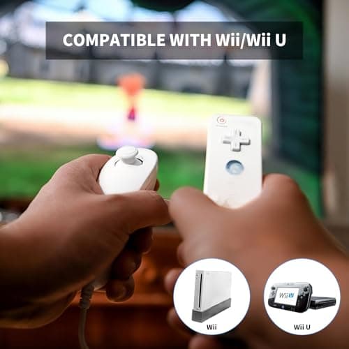Zamia 2 Packs Upgrade Controller with Silicone Case and Wristband,Remote Controller with Nunchunk Compatible for Wii/Wii U Games(White) - Thumbnail 5