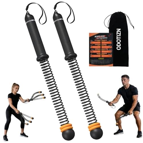 Adjustable Ropeless Battle Ropes for Home Gym,Portable Cordless Weighted Battle Rope Trainer with Resistance Levels,Storage Bag & Workout Guide for HIIT Cardio & Strength Training(Black