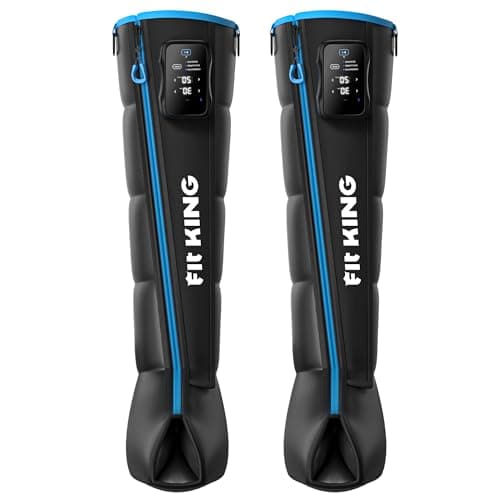 FIT KING Cordless Air Compression Recovery System - Professional Full Leg & Foot Massager Boots for Fast Recovery & Circulation - Rechargeable Compression Boot for Athletes (Medium)